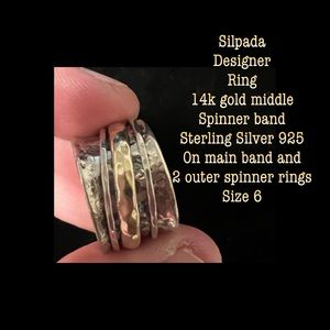 💛Silpada ring 14K yellow gold spinner & sterling sz 6 6️⃣